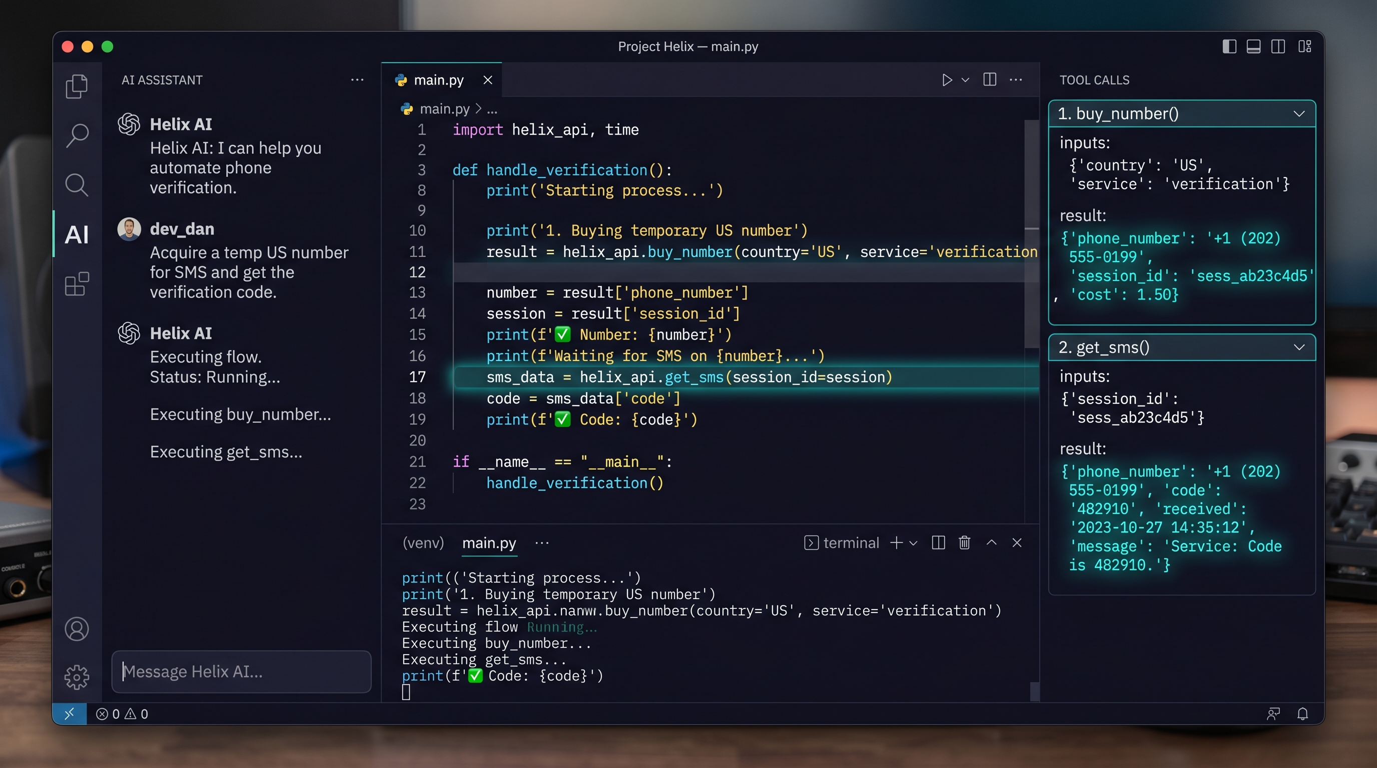 AI agent using SMS tools in IDE