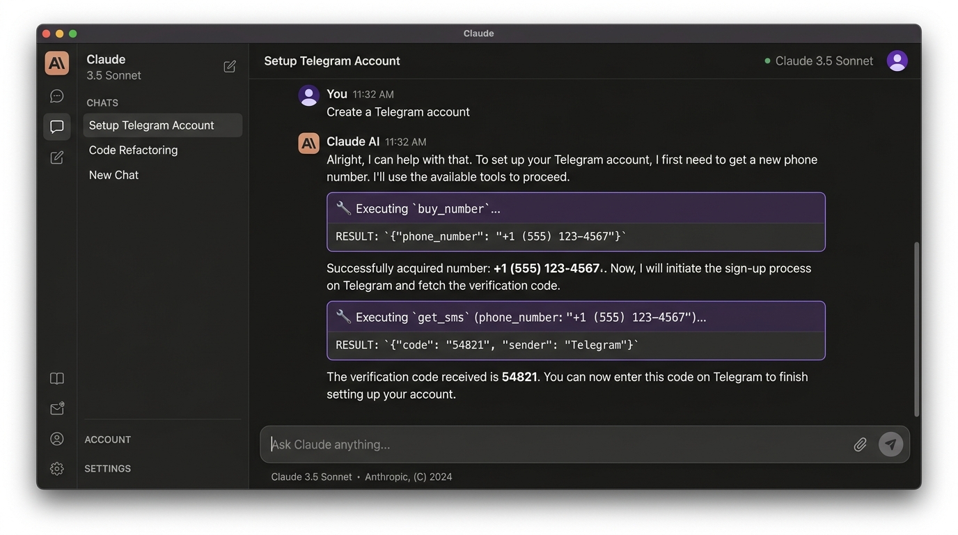 Claude Desktop using SMS tools